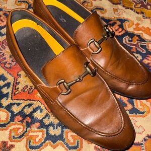 Brown Leather horse bit loafers